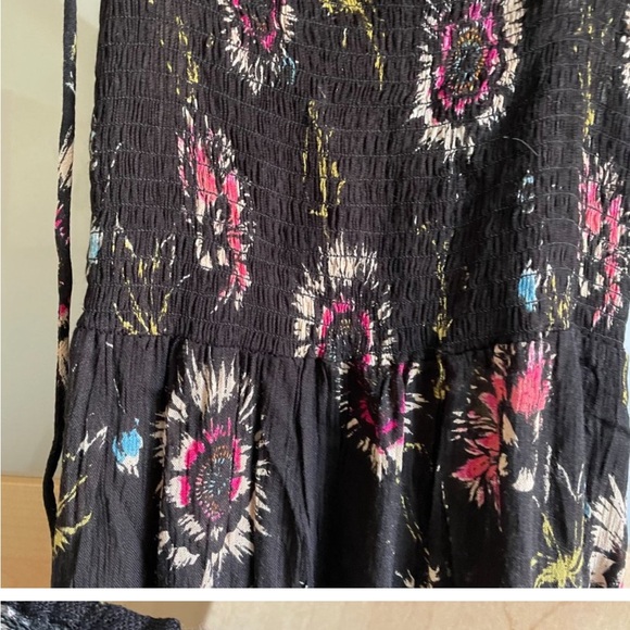Intimately Free People Garden Party Maxi Dress XS Black Floral Smocked - Picture 5 of 6
